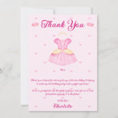 ピンクエレガント&金ゴールド水彩プリンセスティーパーティー サンキューカード (正面)