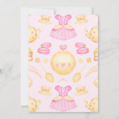 ピンクエレガント&金ゴールド水彩プリンセスティーパーティー サンキューカード (裏面)