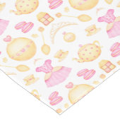 ピンクエレガント&金ゴールド水彩プリンセスティーパーティー ショートテーブルランナー (コーナー)