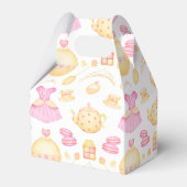 ピンクエレガント&金ゴールド水彩プリンセスティーパーティー フェイバーボックス (裏面サイド)