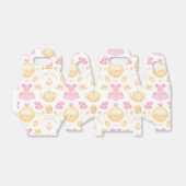 ピンクエレガント&金ゴールド水彩プリンセスティーパーティー フェイバーボックス (折り畳みなし)