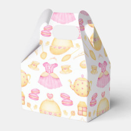 ピンクエレガント&金ゴールド水彩プリンセスティーパーティー フェイバーボックス