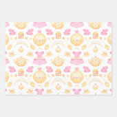 ピンクエレガント&金ゴールド水彩プリンセスティーパーティー ラッピングペーパーシート (正面3)