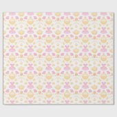 ピンクエレガント&金ゴールド水彩プリンセスティーパーティー ラッピングペーパー (フラット)