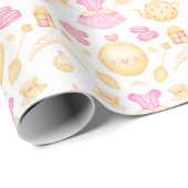 ピンクエレガント&金ゴールド水彩プリンセスティーパーティー ラッピングペーパー (ロールコーナー)