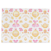 ピンクエレガント&金ゴールド水彩プリンセスティーパーティー ラージペーパーバッグ (裏面)