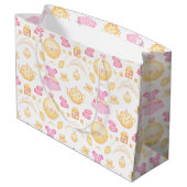 ピンクエレガント&金ゴールド水彩プリンセスティーパーティー ラージペーパーバッグ (裏面アングル)