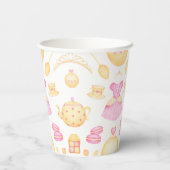 ピンクエレガント&金ゴールド水彩プリンセスティーパーティー 紙コップ (裏面)