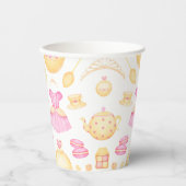 ピンクエレガント&金ゴールド水彩プリンセスティーパーティー 紙コップ (正面)