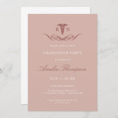 ピンクエレガントRNグラードパーティーナース卒業 招待状 (正面/裏面)