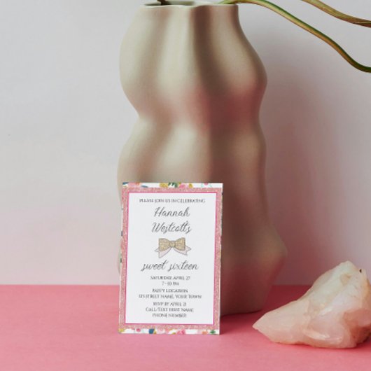 ピンクエレガントSweet sixteen招待状 招待状