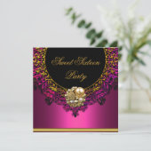 ピンクエレガントSweet sixteen16th 16誕生日パーティー 招待状 (スタンド正面)