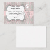 ピンクエレファントおむつラッフルチケット エンクロージャーカード (正面/裏面)