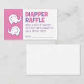 ピンクエレファントおむつラッフルチケット エンクロージャーカード (正面/裏面)
