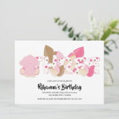 ピンクエレファントの第3バースデーパーティーへの招待 招待状 (スタンド正面)