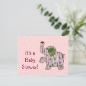 ピンクエレファントカントリーベビーシャワー招待状フラット 招待状 (スタンド正面)