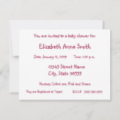 ピンクエレファントカントリーベビーシャワー招待状フラット 招待状 (裏面)