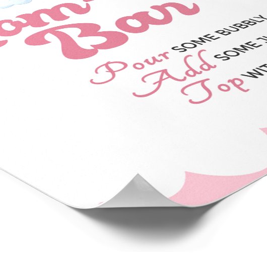 ピンクエレファントガールベビーシャワーモモモモザバーサイン ポスター (角)