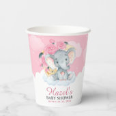 ピンクエレファントガールベビーシャワー誕生日紙カップ 紙コップ (裏面)