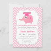 ピンクエレファントキッズ幼稚園卒業パーティー 招待状 (正面)