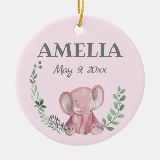 ピンクエレファントセラミックオーナメント セラミックオーナメント (正面)
