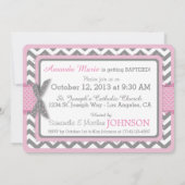 ピンクエレファントバード&シェブロンプリントバプティスマ 招待状 (裏面)