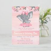 ピンクエレファントファースト誕生日、ピーナッツの女の子 招待状 (スタンド正面)