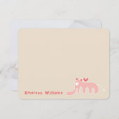 ピンクエレファントベビーガールカスタムサンキューカード ノートカード (正面/裏面)