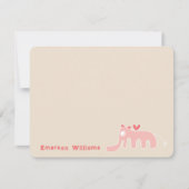 ピンクエレファントベビーガールカスタムサンキューカード ノートカード (正面)