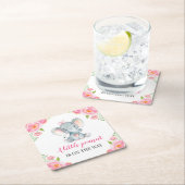 ピンクエレファントベビーガールシャワースプリンクル誕生日 スクエアペーパーコースター (インサイチュ)