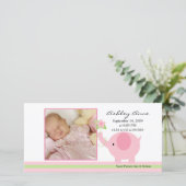 ピンクエレファントベビーガール誕生発表 案内状 (スタンド正面)