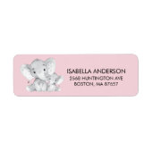 ピンクエレファントベビーシャワー住所 シール (正面)