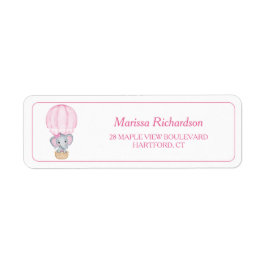 ピンクエレファントベビーシャワー差出人住所ラベル ラベル