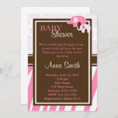 ピンクエレファントベビーシャワー招待状縦型 招待状 (正面/裏面)