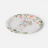 ピンクエレファントベビーシャワー誕生日 ペーパープレート (アングル)