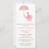 ピンクエレファントベビーシャワー 招待状 (正面)