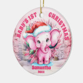 ピンクエレファントベビー第1回クリスマスフォトオーナメント セラミックオーナメント (左)