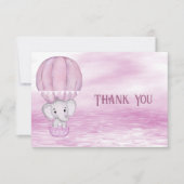ピンクエレファントホットエアバルーンサンキューカード サンキューカード (正面)