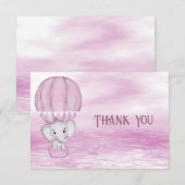 ピンクエレファントホットエアバルーンサンキューカード サンキューカード (正面/裏面)