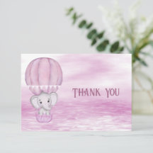 ピンクエレファントホットエアバルーンサンキューカード