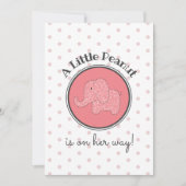 ピンクエレファントリトルピーナッツドットベビーガールシャワー 招待状 (正面)