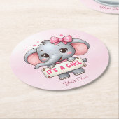 ピンクエレファント紙コースター ラウンドペーパーコースター (アングル)