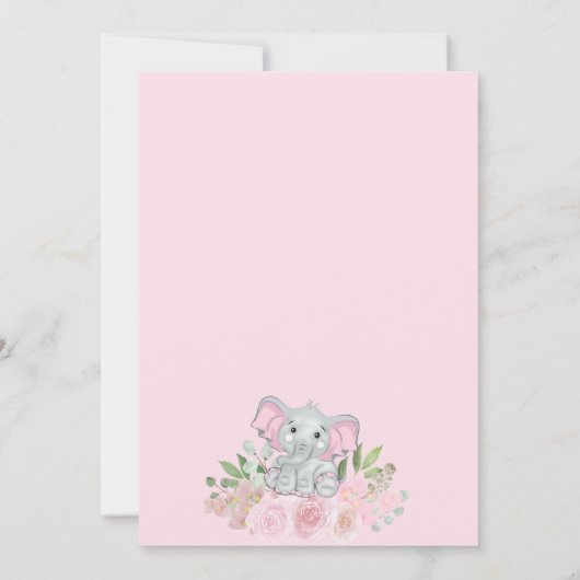 ピンクエレファント&フローラバーチャルベビーガールシャワー 招待状 (裏面)