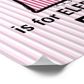 ピンクエレフモノグラムのントEベビールーム ポスター (角)