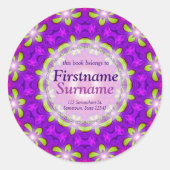 ピンクエングリッティングジオグラフィティカルマンダラ蔵書票 ラウンドシール (正面)