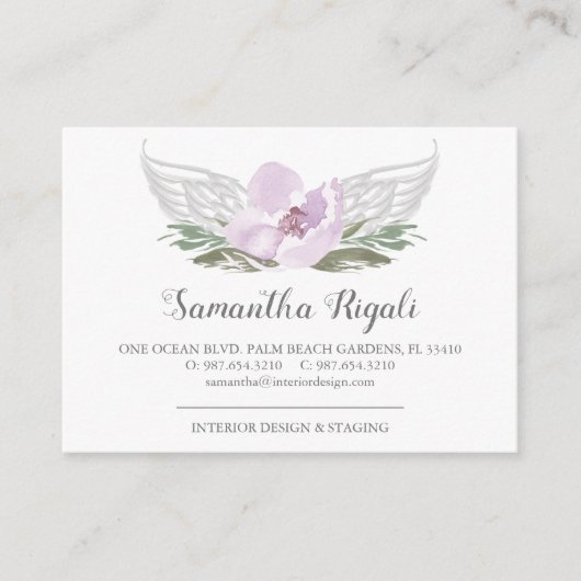 ピンクエンジェルウィングスフローラ名刺 エンクロージャーカード (正面)