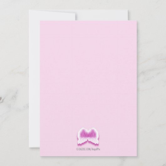 ピンクエンジェルウィングスベビシャワーカード 招待状 (裏面)