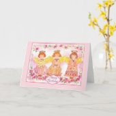 ピンクエンジェルウォーターカラーバラフラワーズハッピーバースデー カード (黄色い花)