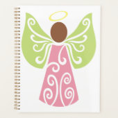 ピンクエンジェルグリーンスワールウィングスピリチュアル装飾 プランナー手帳 (正面)