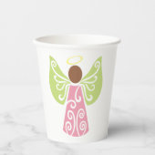 ピンクエンジェルグリーンスワールウィングスピリチュアル装飾 紙コップ (正面)